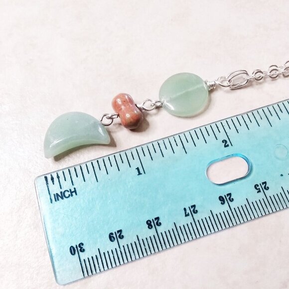 Dainty Aventurine Moon Necklace! Feminine Moon Goddess! Prosperity & Good Luck! - Picture 5 of 7